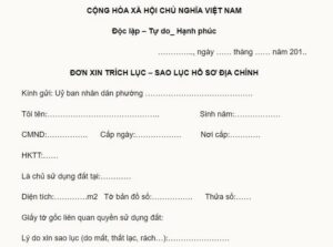 Mẫu đơn đề nghị trích lục thửa đất mới nhất 2023