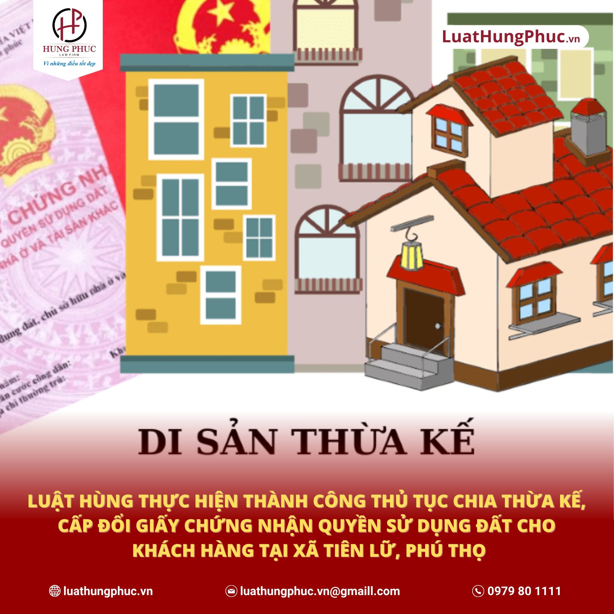 Luật Hùng Phúc hoàn thành thủ tục chia thừa kế, cấp đổi giấy chứng nhận quyền sử dụng đất cho khách hàng tại xã Tiên Lữ, tỉnh Phú Thọ 3 LuẬt HÙng ThỰc HiỆn ThÀnh CÔng ThỦ TỤc Chia ThỪa KẾ, CẤp ĐỔi GiẤy ChỨng NhẬn QuyỀn SỬ DỤng ĐẤt Cho KhÁch HÀng TẠi XÃ TiÊn LỮ, PhÚ ThỌ